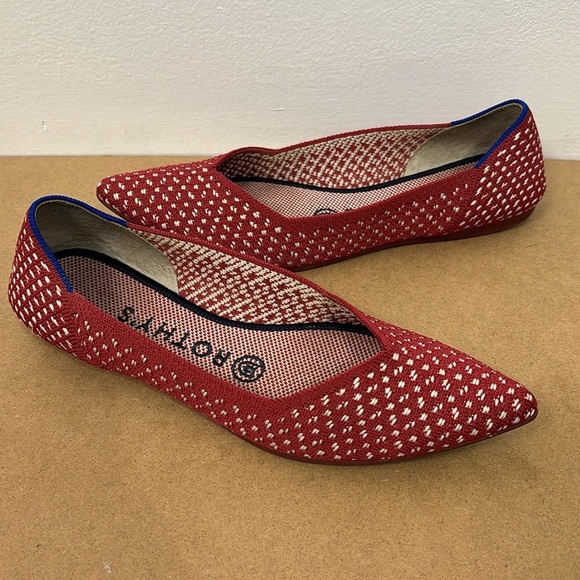 Rothy’s Red Apple Honeycomb Pointed Toe Ballet Flats Size 7 - Picture 1 of 7